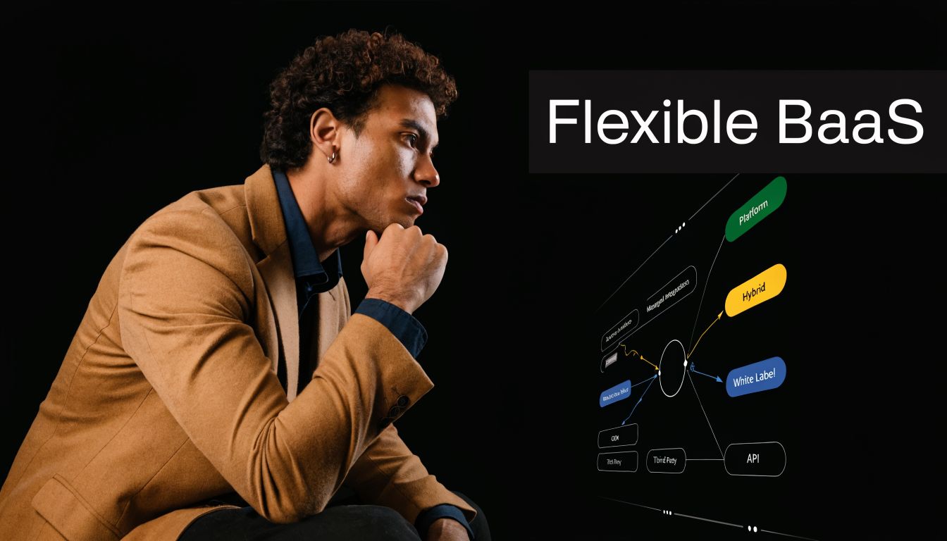A man in a blazer looking at a diagram representing flexible business as a service models.